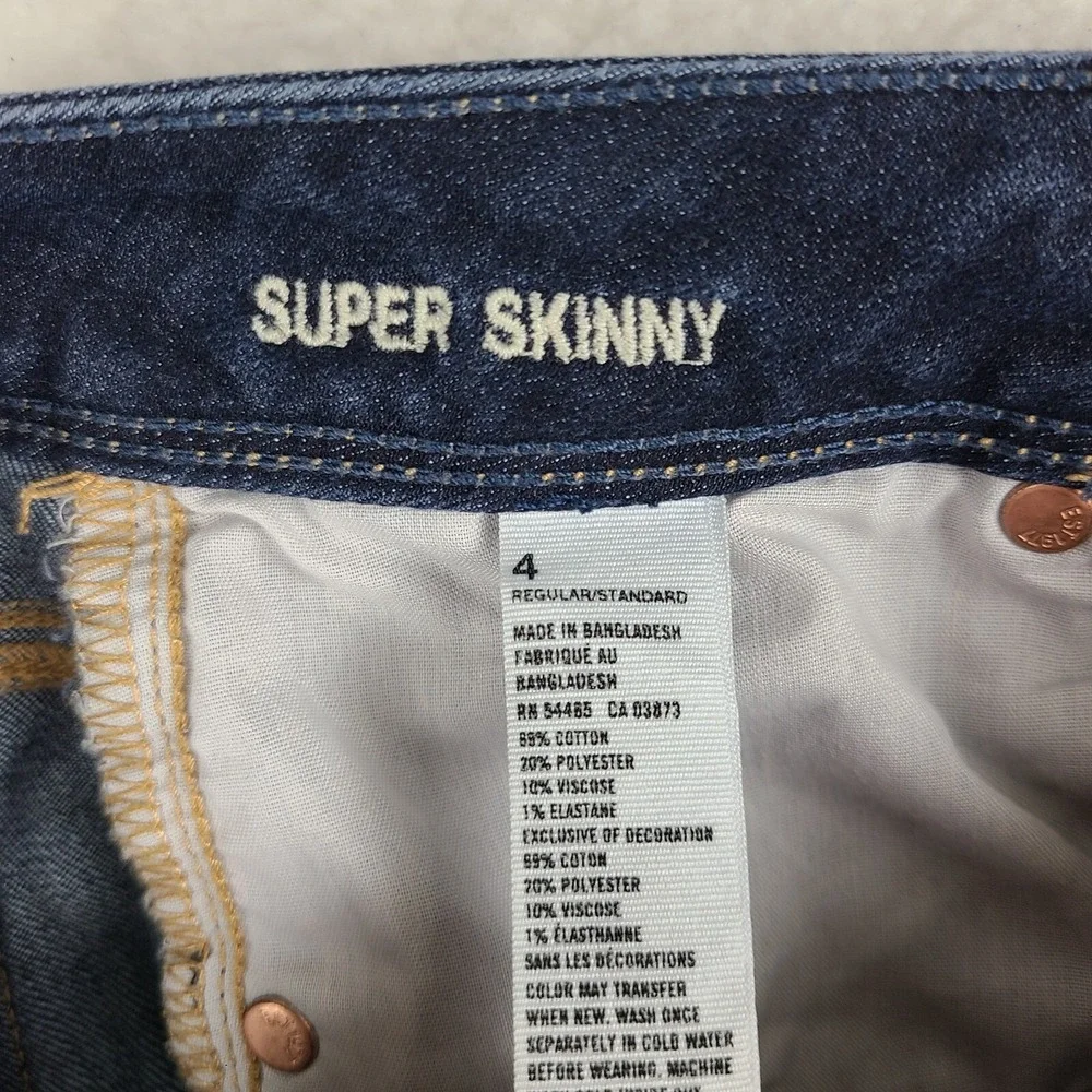 American Eagle Jeans Womens‎ 4 Blue Super Skinny Stretch Dark Wash Denim